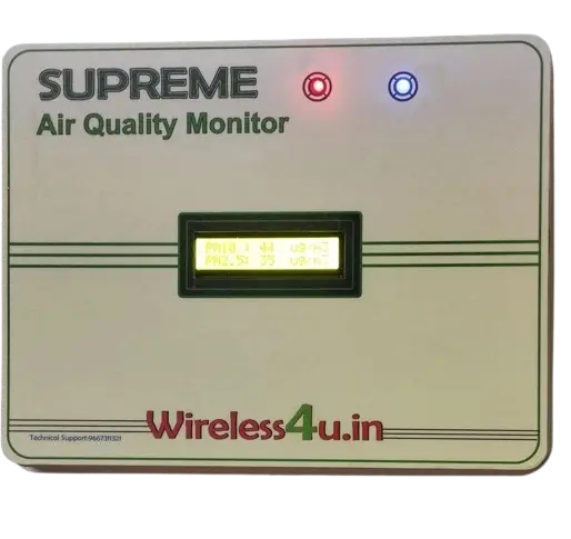 Digital AQI display with real-time PM2.5 & PM10 detection