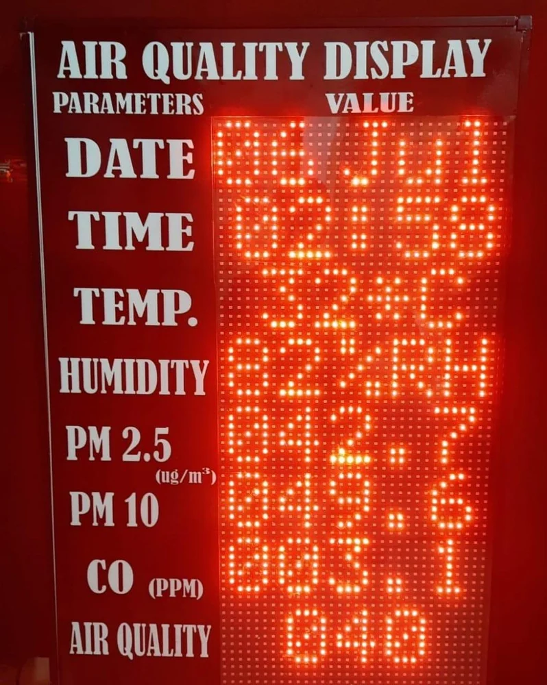 Digital AQI display with real-time PM2.5 & PM10 detection